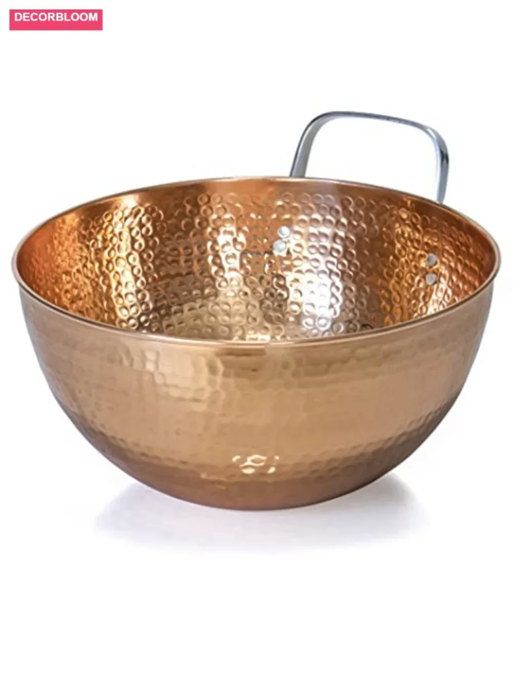 Pure Copper Mixing Bowl, 5 Quart 11 Inch, Hammered Finish with Handle